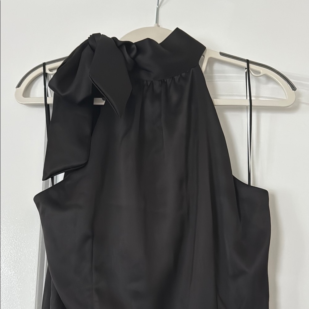 Elegant Black Halter Top jumpsuit with Bow Detail